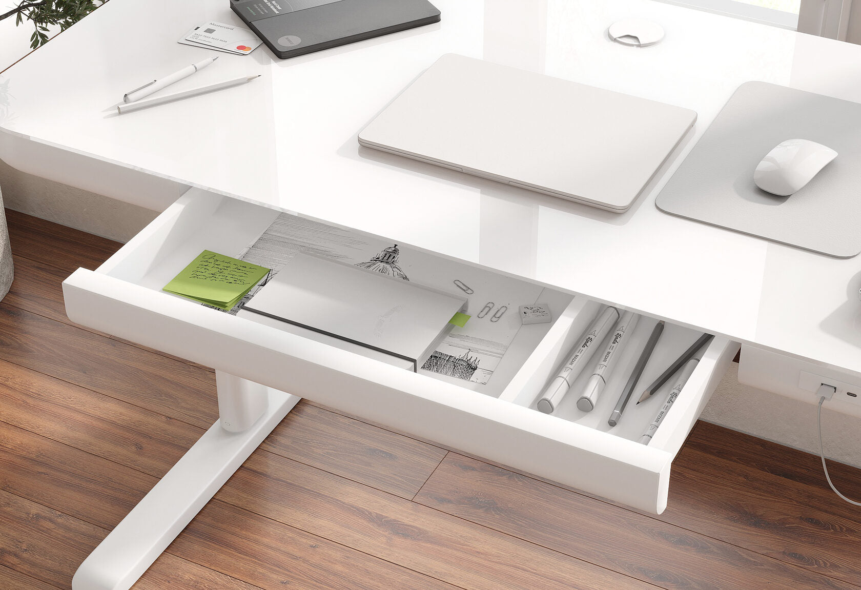 مكتب قابل لتعديل الارتفاع SK 45 أبيض