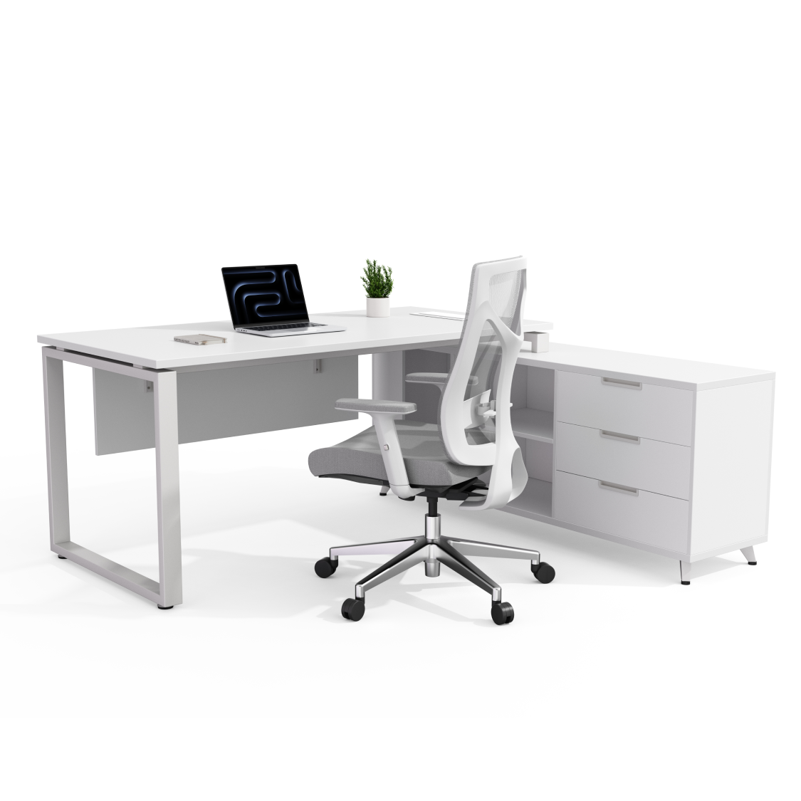 مكتب على شكل حرف L مع تخزين SKYLAND NOVO 1600