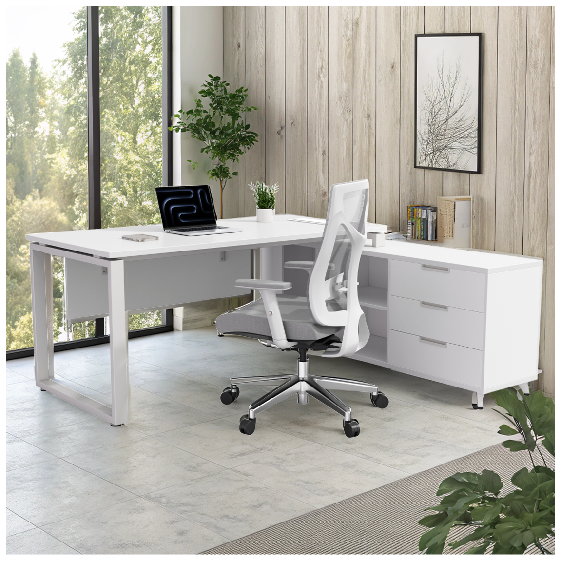 مكتب على شكل حرف L مع تخزين SKYLAND NOVO 1600