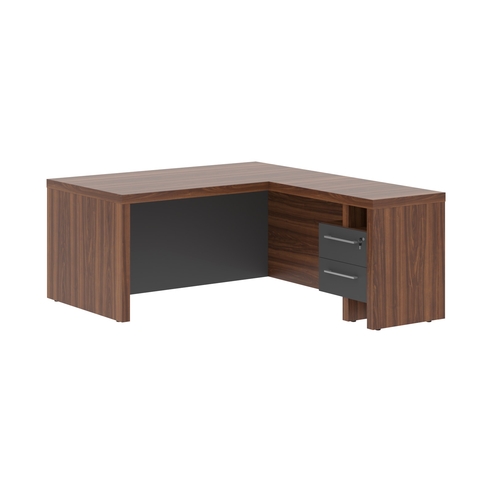 مكتب تنفيذي على شكل L مع درج، ZENN، ZCT 1619H.A (R)، 1600x1900x745، أنثراسايت/جوز Dallas