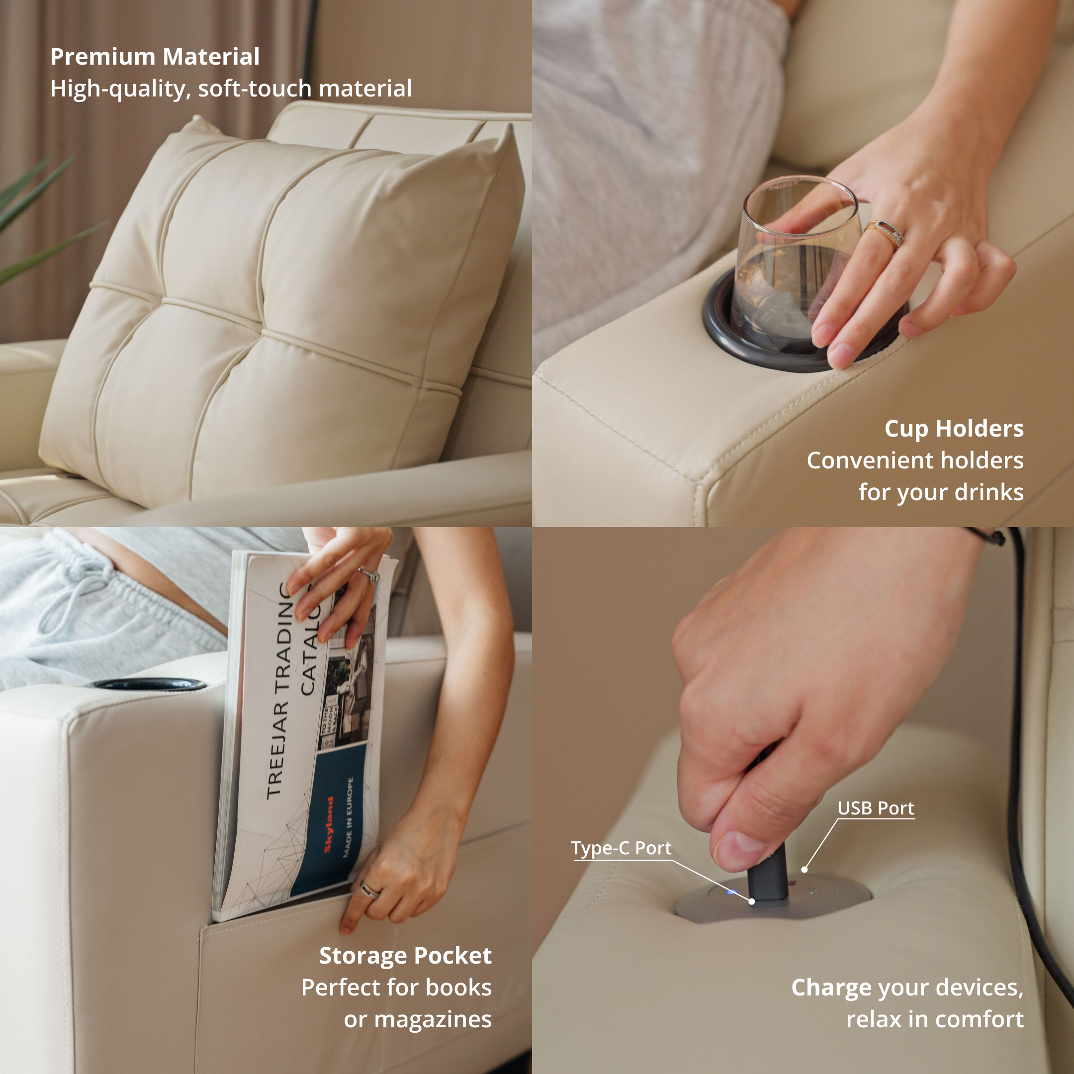 كرسي Skyland القابل للتحويل إلى سرير بلون بيج