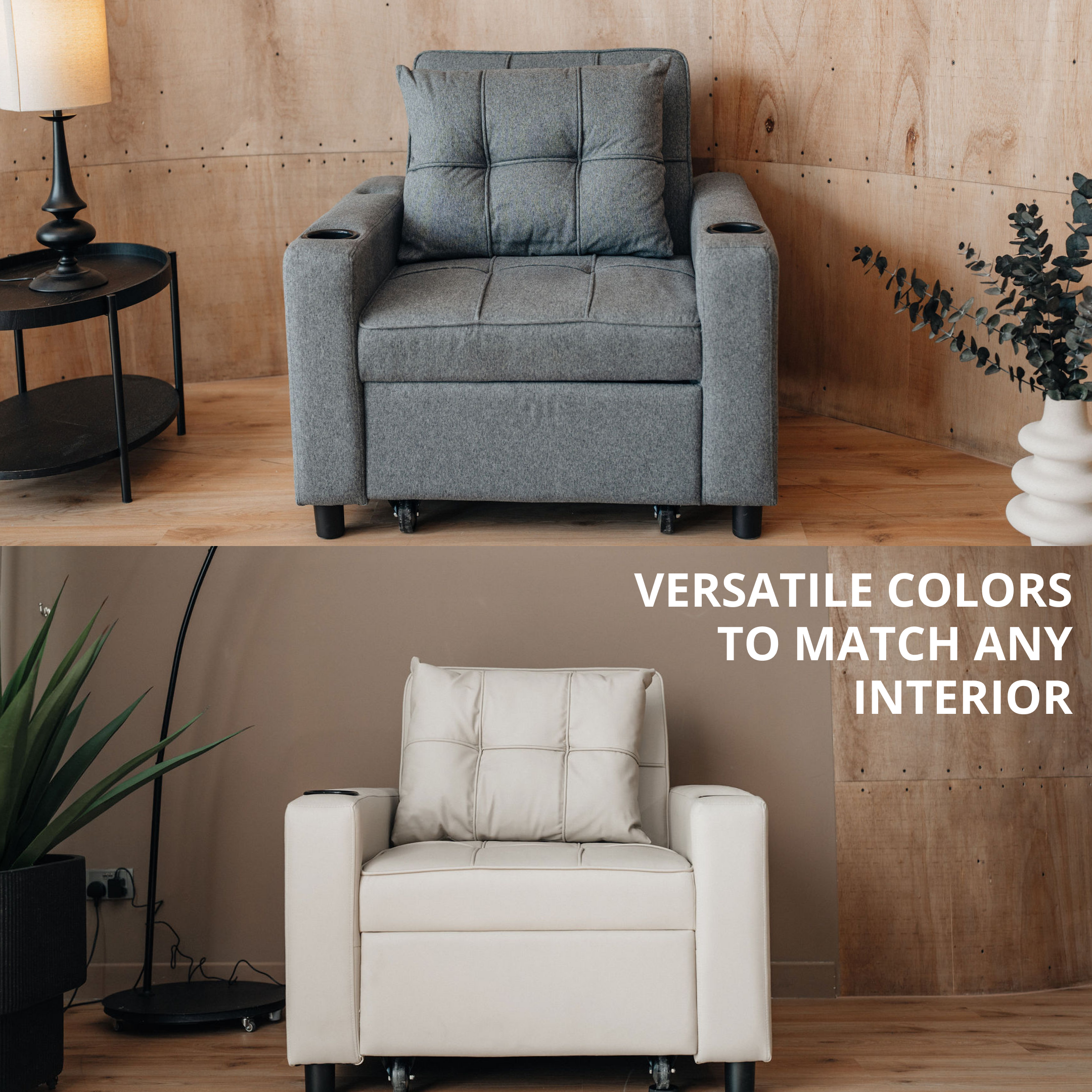 كرسي Skyland القابل للتحويل إلى سرير بلون بيج