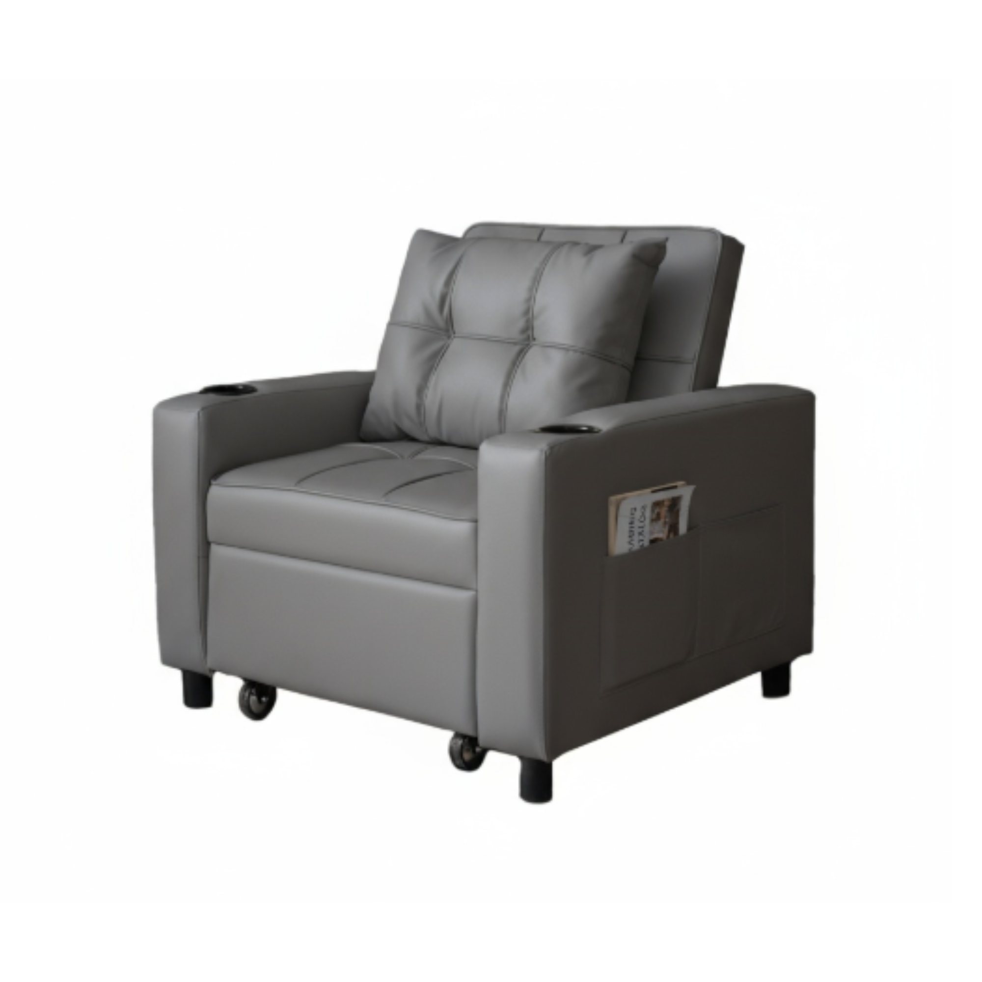 كرسي Skyland قابل للتحويل إلى سرير رمادي من الجلد الصناعي