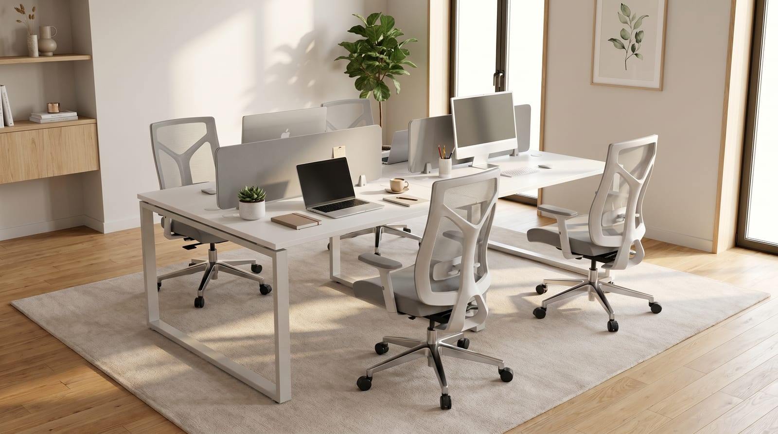 مكتب محطة عمل SKYLAND NOVO 2400 لأربعة أشخاص مع ألواح الخصوصية