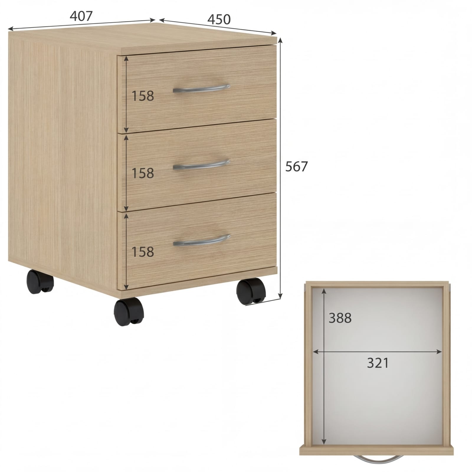SIMPLE درج متحرك - Legno light - 412x450x566 mm