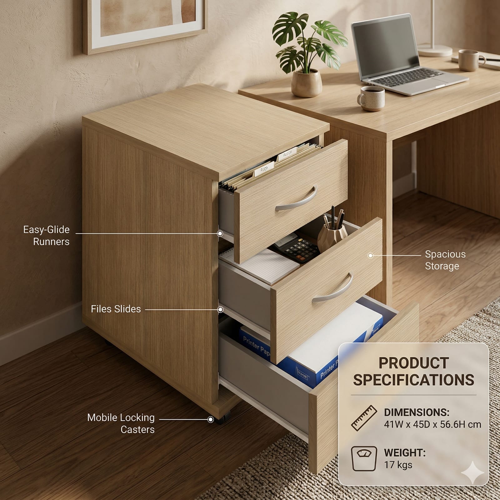 SIMPLE درج متحرك - Legno light - 412x450x566 mm